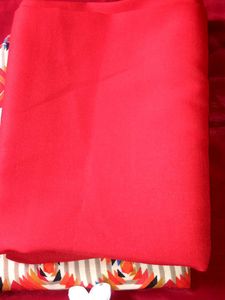 Dress Material - Red &amp; Patterned 2.5+2.5=5mtr