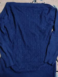 Navy Knit Sweater with Embellishments