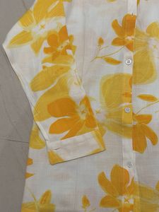 Yellow Floral shirt with crop top