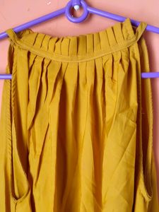 Knee Length Party Wear Yellow Dress