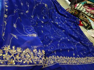 aari tari an zardozi Blue Saree 💓