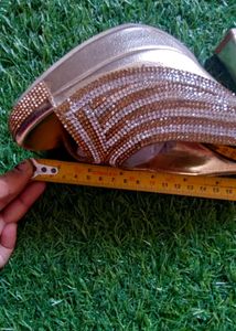 Gold Heels with Rhinestones