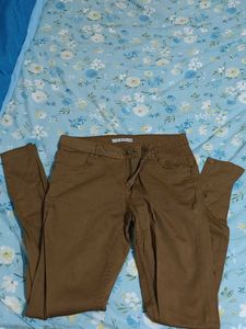 Denim Skinny Fit Jeans - Tan Colour