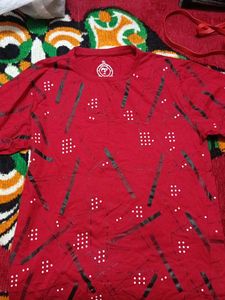 Red Graphic Print Tee