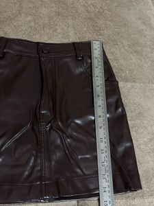 Brown Faux Leather Mini Skirt