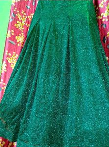 Shimmery Crop Top Lehenga With Dupatta Set 💚