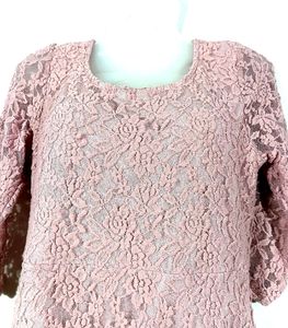 GINGER 👗Pastel Pink lace A-line Dress 👗