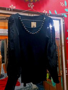 With Tag Black Ribbed Knit Top
