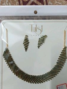 Tulsi Impex Green Colour  Necklace &amp; Earring Set