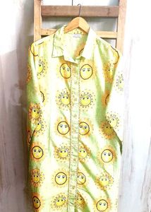 Sun Print Button-Down Long Shirt Size-44