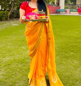 Beautiful Yellow Silk Saree