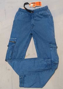 Denim Cargo Joggers