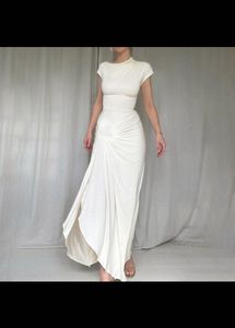 Off White Knot Asymmetri Maxi Dress