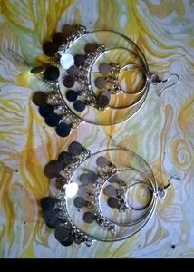 Silver Tone Coin Drop Earrings