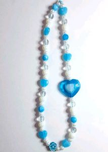 Blue And White Heart Beads Phone Charm