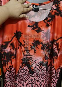 Orange Print Top