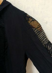 Trendy New Black Lace Detail Blouse