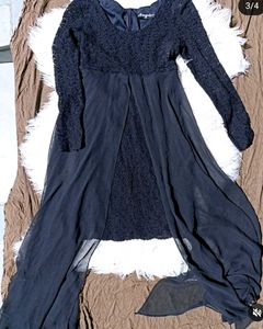 Black Net Dress With Side Wings