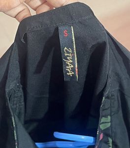 Floral Embroidered Black Dress