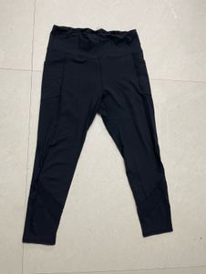 Black Leggings With Mesh Detail