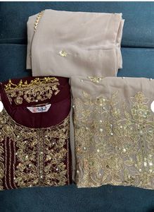 Maroon Embroidered Kurta Set