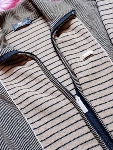 Striped Zip-Up Knit Jacket