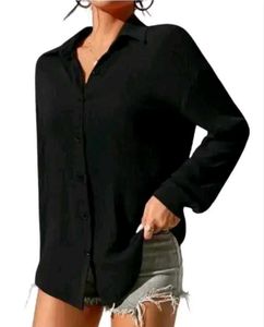 Black Button-Down Top