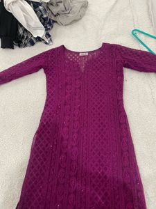 Purple Embroidered Kurta