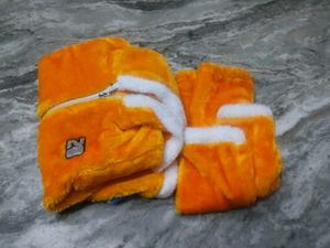 Kids Orange Furry Hooded Jacket
