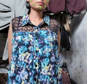 Pretty Net Sleeves Top