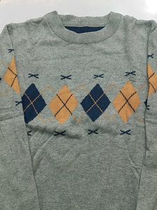 Argyle Pattern Grey Sweater