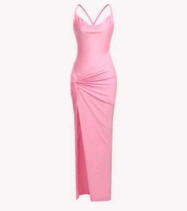 Barbiecore Pink Slit bodycon dress
