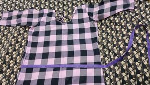 Pink &amp; Black Checkered Kurta