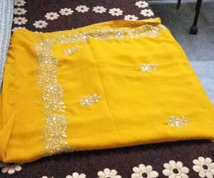 Elegant Yellow Embroidered Saree