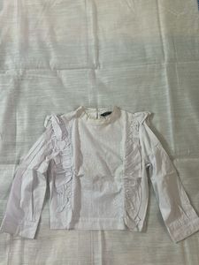 Ruffle Trim Long Sleeve Blouse