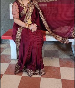 Elegant Maroon Sequin Saree