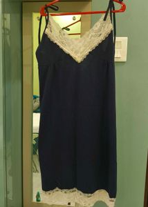 Navy Lace Trim Slip Dress