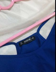 Shein Blue Scalloped Cami Tank Top