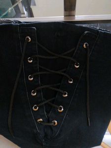 Black Jeans with Lace Detail