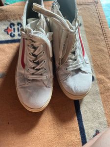 Imported Red Striped High-Top Sneakers