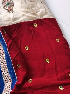 New Red And Creme Saree