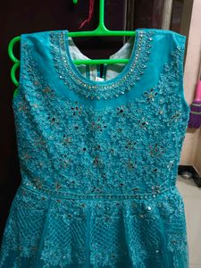 Teal Embroidered Dress