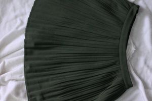 Olive Green Pleated Mini Skirt