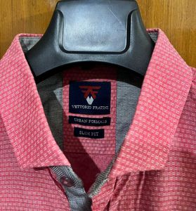 DARK PINK PATTERNED FORMAL SHIRT 38