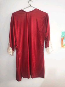 Red Lace Trim Robe
