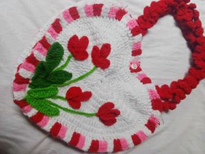 Crochet Heart Floral Bag 👜