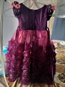 💜 Elegant Wine &amp; Peach Party Frock 💜 1-2 Years