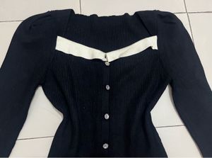 French-Inspired Chic Contrast Collar Knit Top