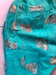 Teal And Gold Patterned Salwar
