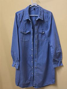 Denim Shirt Dress - Casual Style